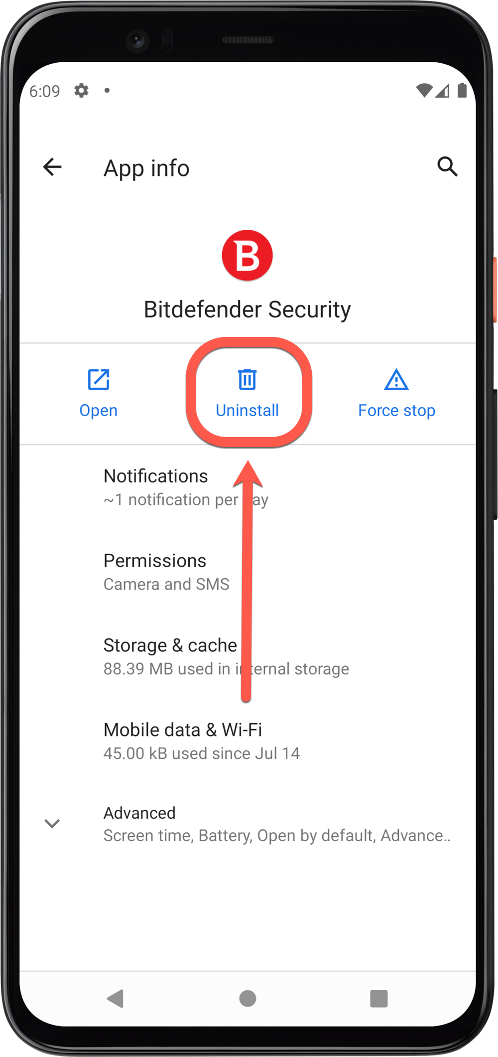 desinstalar Bitdefender Mobile Security para Android