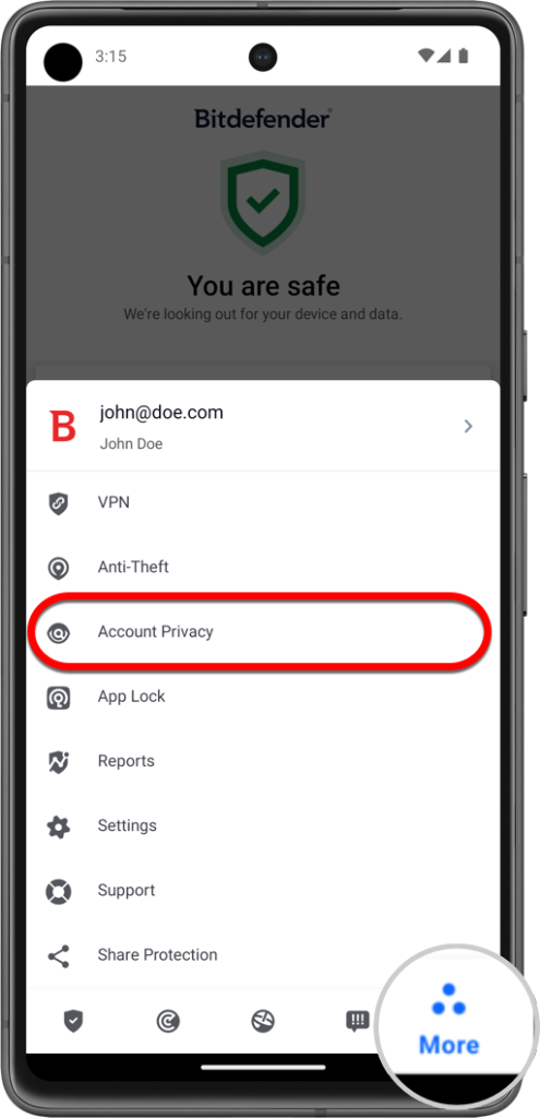 Privacidad de la cuenta Android