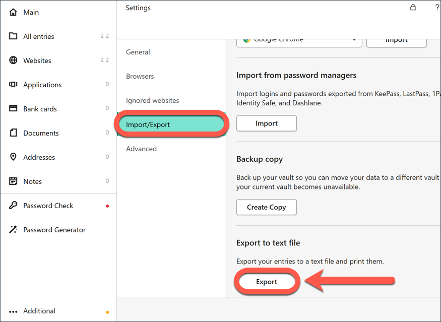 4 - transferir sus datos de Kaspersky a Bitdefender Password Manager