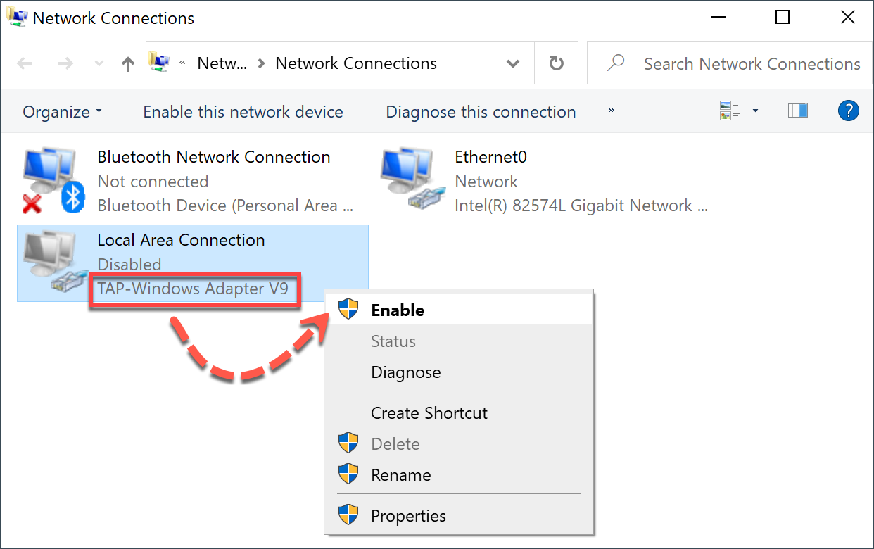 Solucionar errores de Bitdefender VPN en Windows - TAP-Windows Adapter V9