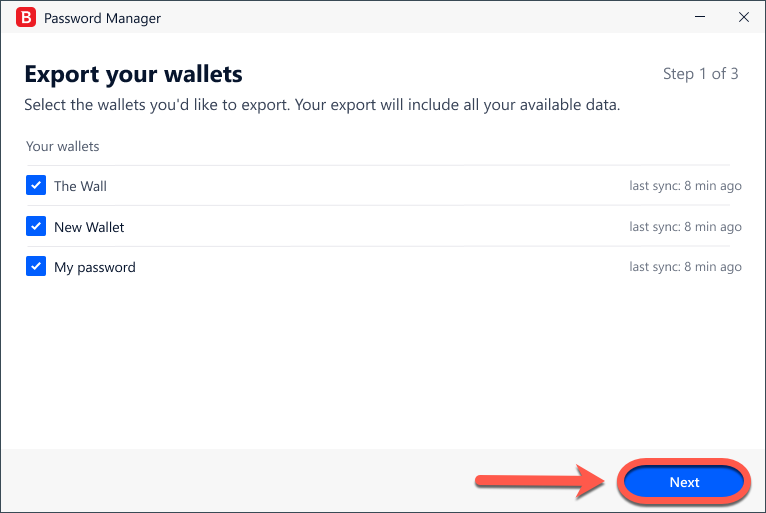 Cómo transferir los datos de su Wallet a Bitdefender Password Manager - Siguiente