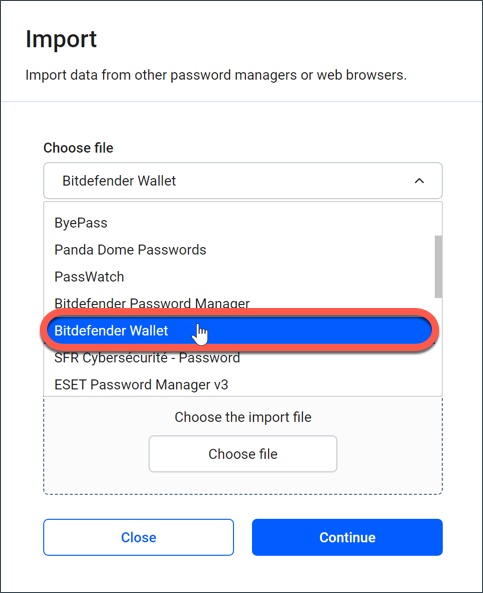 Password manager - Bitdefender Wallet