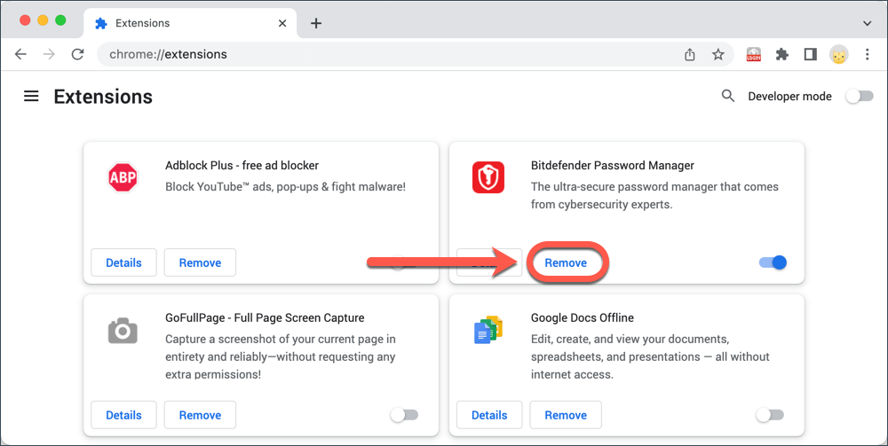 Desinstalar Bitdefender Password Manager en Chrome