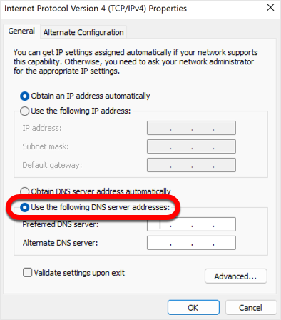 cambiar el servidor DNS